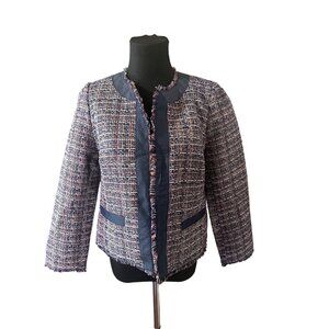 Ann Taylor blue and red tweed jacket size 6